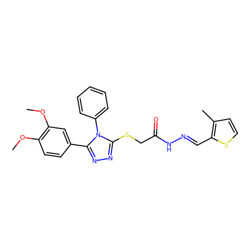 2-{[5-(3,4-dimethoxyphenyl)-4-phenyl-4H-1,2,4-triazol-3-yl]sulfanyl}-N'-[(E)-(3-methylthiophen-2-yl)methylidene]acetohydrazide structure