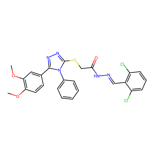 N'-[(E)-(2,6-dichlorophenyl)methylidene]-2-{[5-(3,4-dimethoxyphenyl)-4-phenyl-4H-1,2,4-triazol-3-yl]sulfanyl}acetohydrazide structure