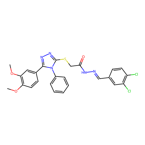 N'-[(E)-(3,4-dichlorophenyl)methylidene]-2-{[5-(3,4-dimethoxyphenyl)-4-phenyl-4H-1,2,4-triazol-3-yl]sulfanyl}acetohydrazide structure