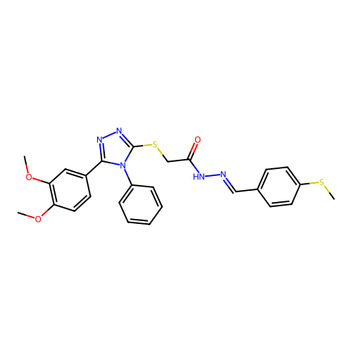 2-{[5-(3,4-dimethoxyphenyl)-4-phenyl-4H-1,2,4-triazol-3-yl]sulfanyl}-N'-{(E)-[4-(methylsulfanyl)phenyl]methylidene}acetohydrazide structure