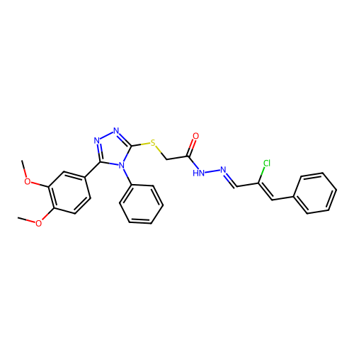 N'-[(1E,2Z)-2-chloro-3-phenylprop-2-en-1-ylidene]-2-{[5-(3,4-dimethoxyphenyl)-4-phenyl-4H-1,2,4-triazol-3-yl]sulfanyl}acetohydrazide structure