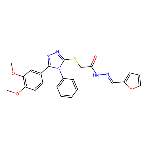 2-{[5-(3,4-dimethoxyphenyl)-4-phenyl-4H-1,2,4-triazol-3-yl]sulfanyl}-N'-[(E)-furan-2-ylmethylidene]acetohydrazide structure