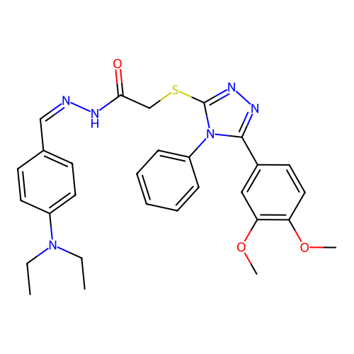 (Z)-N'-(4-(diethylamino)benzylidene)-2-((5-(3,4-dimethoxyphenyl)-4-phenyl-4H-1,2,4-triazol-3-yl)thio)acetohydrazide structure