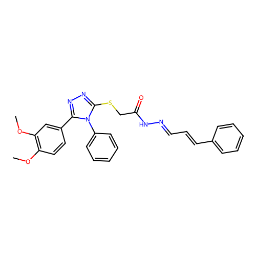 2-{[5-(3,4-dimethoxyphenyl)-4-phenyl-4H-1,2,4-triazol-3-yl]sulfanyl}-N'-[(1E,2E)-3-phenylprop-2-en-1-ylidene]acetohydrazide structure