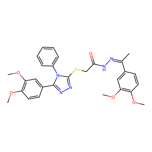 (Z)-2-((5-(3,4-dimethoxyphenyl)-4-phenyl-4H-1,2,4-triazol-3-yl)thio)-N'-(1-(3,4-dimethoxyphenyl)ethylidene)acetohydrazide structure