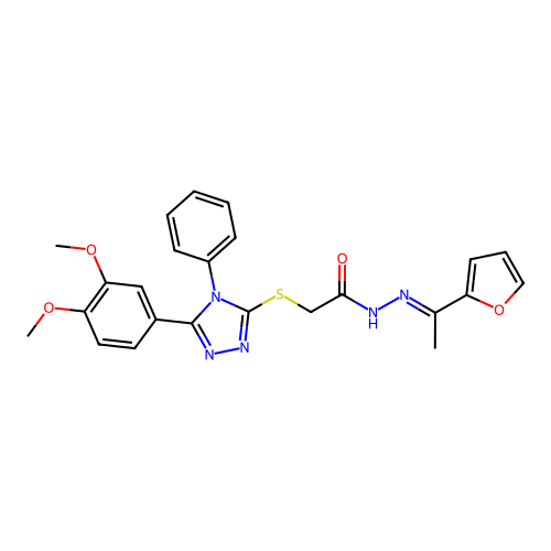 2-{[5-(3,4-dimethoxyphenyl)-4-phenyl-4H-1,2,4-triazol-3-yl]sulfanyl}-N'-[(1E)-1-(furan-2-yl)ethylidene]acetohydrazide structure