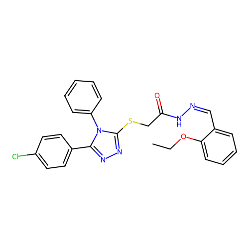 (Z)-2-((5-(4-chlorophenyl)-4-phenyl-4H-1,2,4-triazol-3-yl)thio)-N'-(2-ethoxybenzylidene)acetohydrazide structure