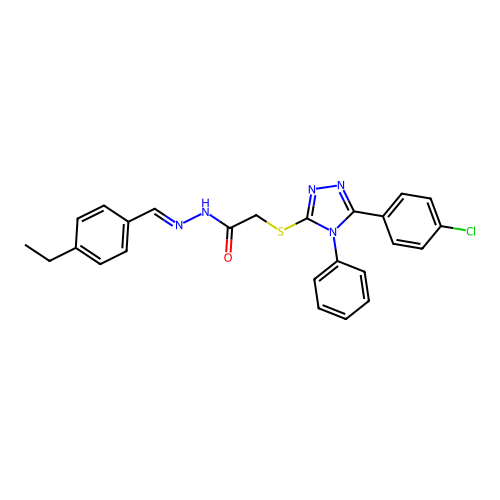 2-{[5-(4-chlorophenyl)-4-phenyl-4H-1,2,4-triazol-3-yl]sulfanyl}-N'-[(E)-(4-ethylphenyl)methylidene]acetohydrazide structure
