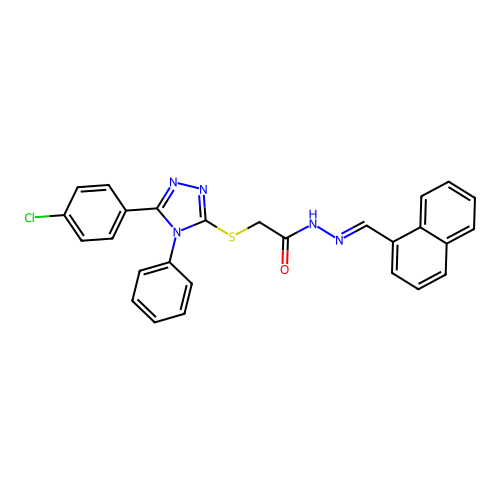 2-{[5-(4-chlorophenyl)-4-phenyl-4H-1,2,4-triazol-3-yl]sulfanyl}-N'-[(E)-naphthalen-1-ylmethylidene]acetohydrazide structure
