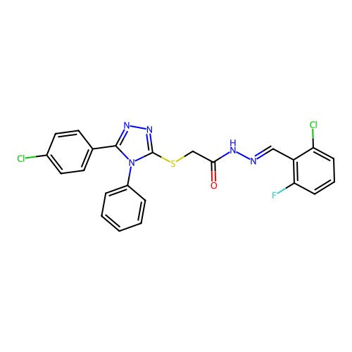 N'-[(E)-(2-chloro-6-fluorophenyl)methylidene]-2-{[5-(4-chlorophenyl)-4-phenyl-4H-1,2,4-triazol-3-yl]sulfanyl}acetohydrazide structure