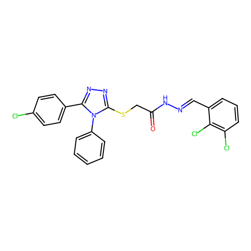 2-{[5-(4-chlorophenyl)-4-phenyl-4H-1,2,4-triazol-3-yl]sulfanyl}-N'-[(E)-(2,3-dichlorophenyl)methylidene]acetohydrazide structure