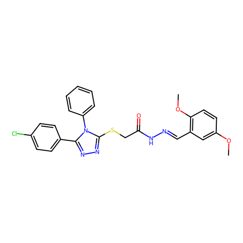 2-{[5-(4-chlorophenyl)-4-phenyl-4H-1,2,4-triazol-3-yl]sulfanyl}-N'-[(E)-(2,5-dimethoxyphenyl)methylidene]acetohydrazide structure
