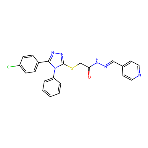 2-[[5-(4-chlorophenyl)-4-phenyl-1,2,4-triazol-3-yl]sulfanyl]-N-[(E)-pyridin-4-ylmethylideneamino]acetamide structure