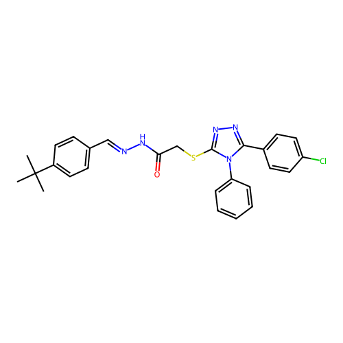 N'-[(E)-(4-tert-butylphenyl)methylidene]-2-{[5-(4-chlorophenyl)-4-phenyl-4H-1,2,4-triazol-3-yl]sulfanyl}acetohydrazide structure