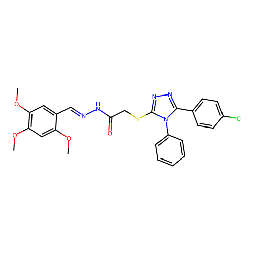 2-{[5-(4-chlorophenyl)-4-phenyl-4H-1,2,4-triazol-3-yl]sulfanyl}-N'-[(E)-(2,4,5-trimethoxyphenyl)methylidene]acetohydrazide structure