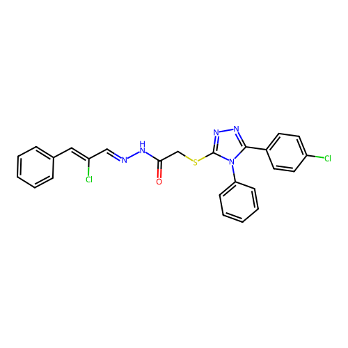 2-{[5-(4-chlorophenyl)-4-phenyl-4H-1,2,4-triazol-3-yl]sulfanyl}-N'-[(1E,2Z)-2-chloro-3-phenylprop-2-en-1-ylidene]acetohydrazide structure