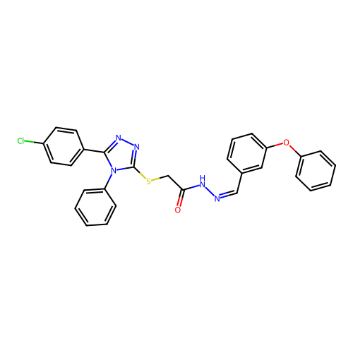 (Z)-2-((5-(4-chlorophenyl)-4-phenyl-4H-1,2,4-triazol-3-yl)thio)-N'-(3-phenoxybenzylidene)acetohydrazide structure