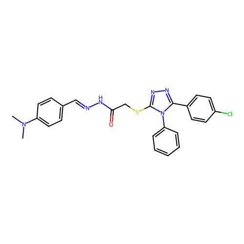 2-{[5-(4-chlorophenyl)-4-phenyl-4H-1,2,4-triazol-3-yl]sulfanyl}-N'-{(E)-[4-(dimethylamino)phenyl]methylidene}acetohydrazide structure