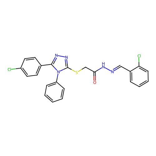 N'-[(E)-(2-chlorophenyl)methylidene]-2-{[5-(4-chlorophenyl)-4-phenyl-4H-1,2,4-triazol-3-yl]sulfanyl}acetohydrazide structure
