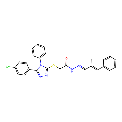 2-{[5-(4-chlorophenyl)-4-phenyl-4H-1,2,4-triazol-3-yl]sulfanyl}-N'-[(1E,2E)-2-methyl-3-phenylprop-2-en-1-ylidene]acetohydrazide structure