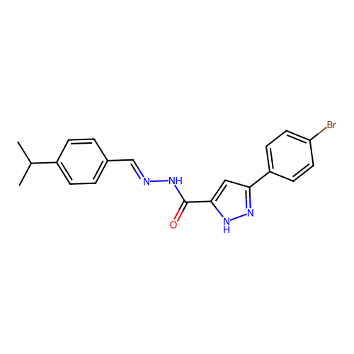 (E)-3-(4-bromophenyl)-N'-(4-isopropylbenzylidene)-1H-pyrazole-5-carbohydrazide structure