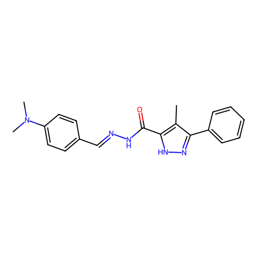 (E)-N'-(4-(dimethylamino)benzylidene)-4-methyl-3-phenyl-1H-pyrazole-5-carbohydrazide structure