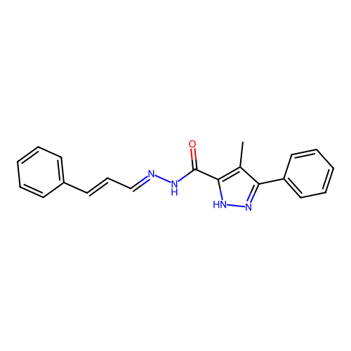 4-methyl-3-phenyl-N'-[(1E,2E)-3-phenylprop-2-en-1-ylidene]-1H-pyrazole-5-carbohydrazide structure
