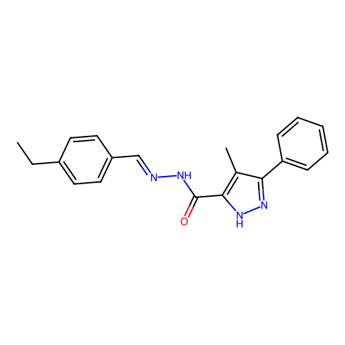 (E)-N'-(4-ethylbenzylidene)-4-methyl-3-phenyl-1H-pyrazole-5-carbohydrazide structure