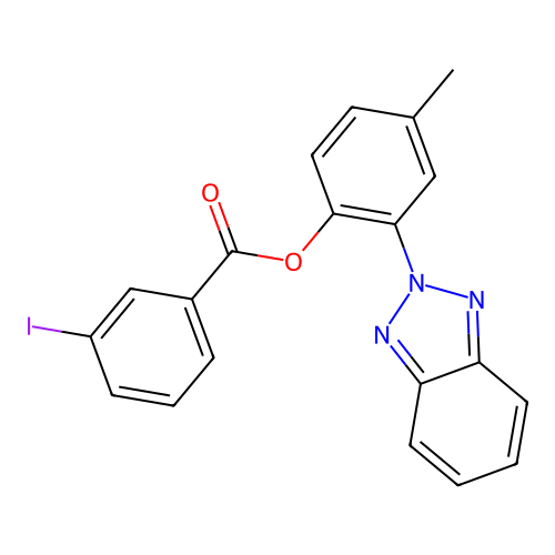 2-(2H-benzotriazol-2-yl)-4-methylphenyl 3-iodobenzoate structure
