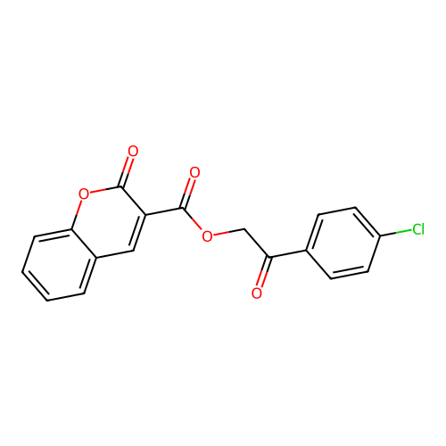 2-(4-chlorophenyl)-2-oxoethyl 2-oxo-2H-chromene-3-carboxylate structure