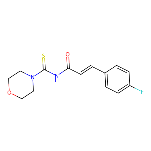 (2E)-3-(4-fluorophenyl)-N-(morpholin-4-ylcarbonothioyl)prop-2-enamide structure