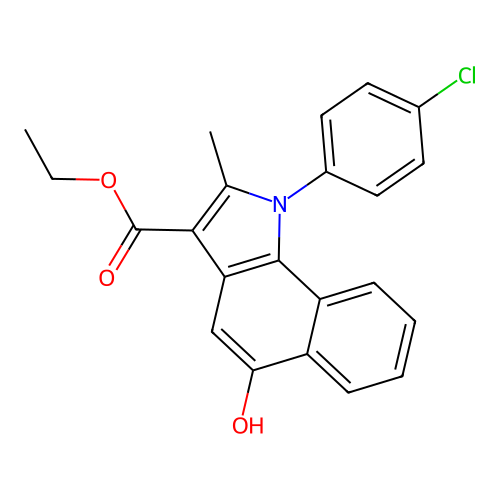 ethyl 1-(4-chlorophenyl)-5-hydroxy-2-methyl-1H-benzo[g]indole-3-carboxylate structure