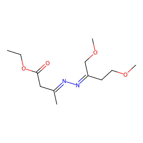 ethyl (3E)-3-[(E)-1,4-dimethoxybutan-2-ylidenehydrazinyliden structure