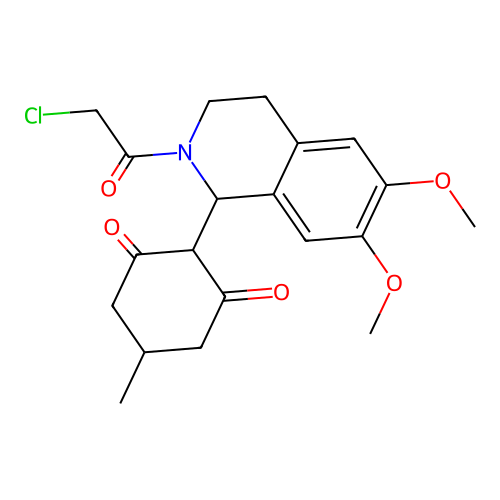 2-[2-(2-Chloro-acetyl)-6,7-dimethoxy-1,2,3,4-tetrahydro-isoquinolin-1-yl]-5-methyl-cyclohexane-1,3-dione structure