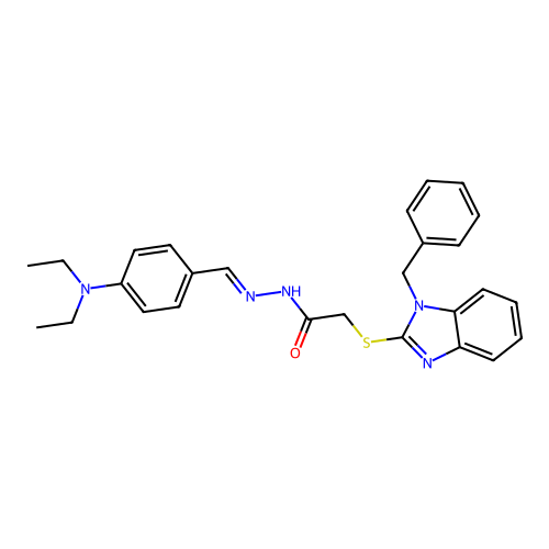 2-[(1-benzyl-1H-benzimidazol-2-yl)sulfanyl]-N'-{(E)-[4-(diethylamino)phenyl]methylidene}acetohydrazide structure