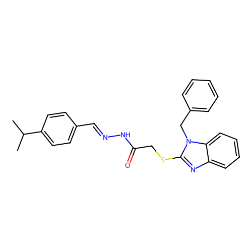 2-[(1-benzyl-1H-benzimidazol-2-yl)sulfanyl]-N'-{(E)-[4-(propan-2-yl)phenyl]methylidene}acetohydrazide structure