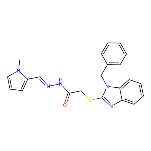 2-[(1-benzyl-1H-benzimidazol-2-yl)sulfanyl]-N'-[(E)-(1-methyl-1H-pyrrol-2-yl)methylidene]acetohydrazide structure