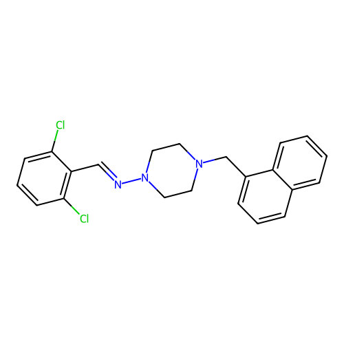 N-(2,6-Dichlorobenzylidene)-4-(1-naphthylmethyl)-1-piperazinamine structure
