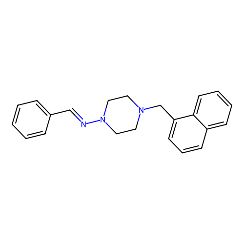 N-Benzylidene-4-(1-naphthylmethyl)-1-piperazinamine structure