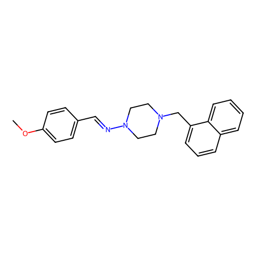 N-[(E)-(4-methoxyphenyl)methylidene]-4-(naphthalen-1-ylmethyl)piperazin-1-amine structure