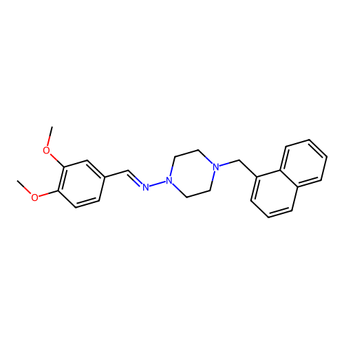 N-[(E)-(3,4-dimethoxyphenyl)methylidene]-4-(1-naphthylmethyl)-1-piperazinamine structure