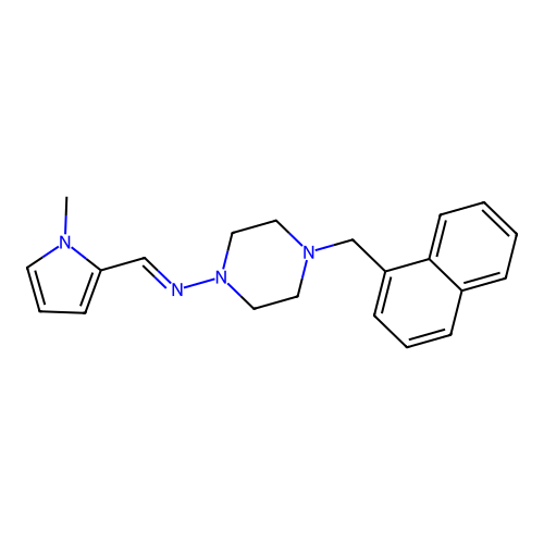 (E)-1-(1-methylpyrrol-2-yl)-N-[4-(naphthalen-1-ylmethyl)piperazin-1-yl]methanimine structure