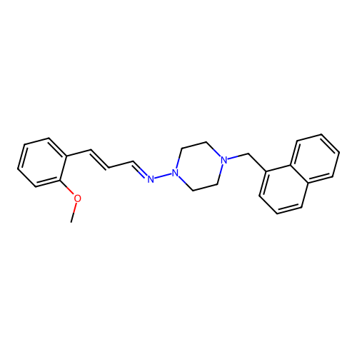 N-[3-(2-methoxyphenyl)-2-propen-1-ylidene]-4-(1-naphthylmethyl)-1-piperazinamine structure