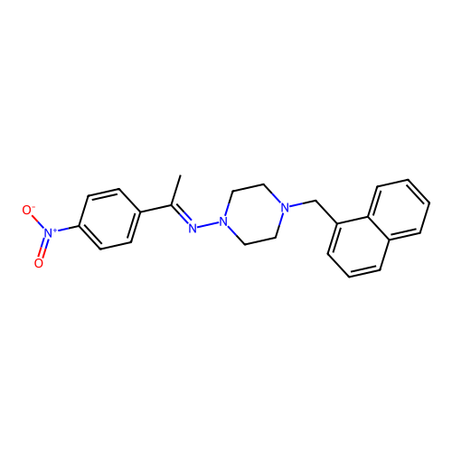 4-(naphthalen-1-ylmethyl)-N-[(1E)-1-(4-nitrophenyl)ethylidene]piperazin-1-amine structure