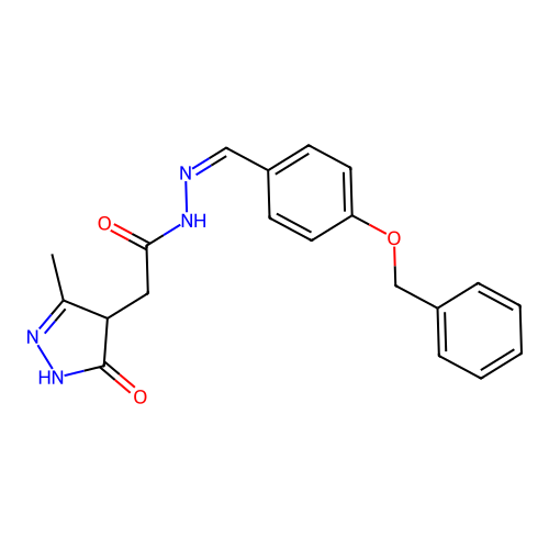 N'-{(E)-[4-(benzyloxy)phenyl]methylidene}-2-(3-methyl-5-oxo-4,5-dihydro-1H-pyrazol-4-yl)acetohydrazide structure