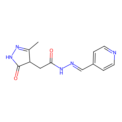 2-(3-METHYL-5-OXO-4,5-DIHYDRO-1H-PYRAZOL-4-YL)-N'-[(E)-(PYRIDIN-4-YL)METHYLIDENE]ACETOHYDRAZIDE structure
