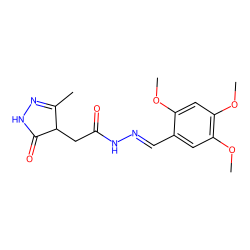 (E)-2-(3-methyl-5-oxo-4,5-dihydro-1H-pyrazol-4-yl)-N'-(2,4,5-trimethoxybenzylidene)acetohydrazide structure