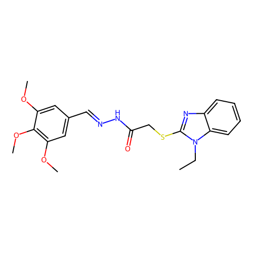 2-[(1-ethyl-1H-benzimidazol-2-yl)sulfanyl]-N'-[(E)-(3,4,5-trimethoxyphenyl)methylidene]acetohydrazide structure