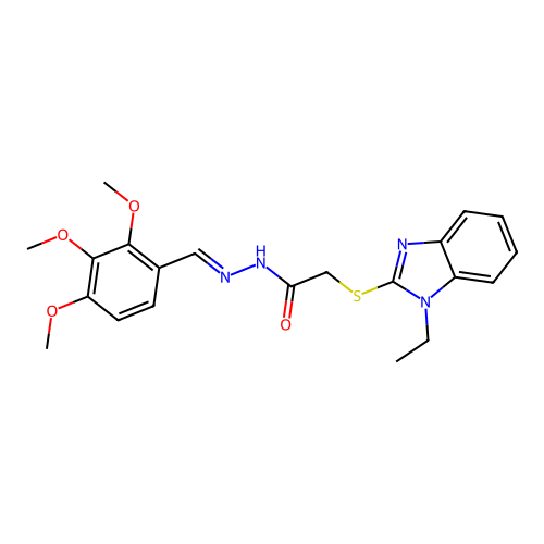 2-[(1-ethyl-1H-benzimidazol-2-yl)sulfanyl]-N'-[(E)-(2,3,4-trimethoxyphenyl)methylidene]acetohydrazide structure