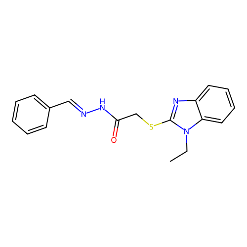 2-[(1-ethyl-1H-benzimidazol-2-yl)sulfanyl]-N'-[(E)-phenylmethylidene]acetohydrazide structure